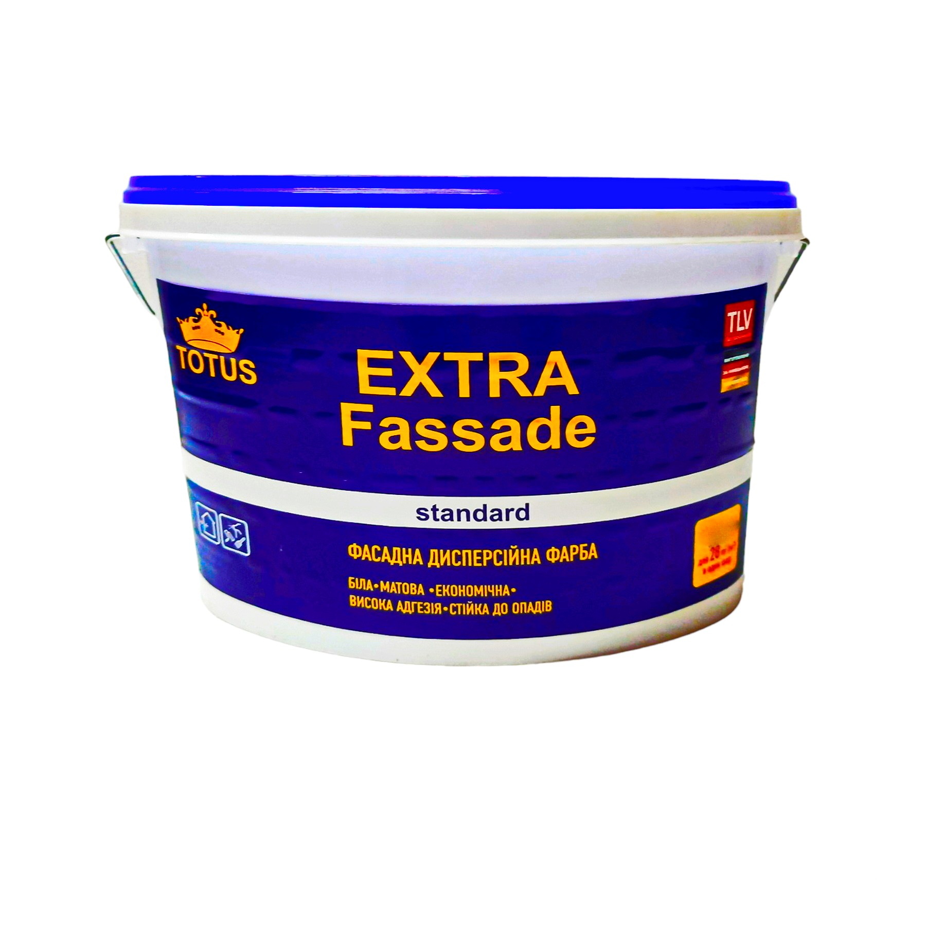 Фарба фасадна TOTUS Extra Fassade Standard акрилова, водоемульсійна, мат білий, 14 кг